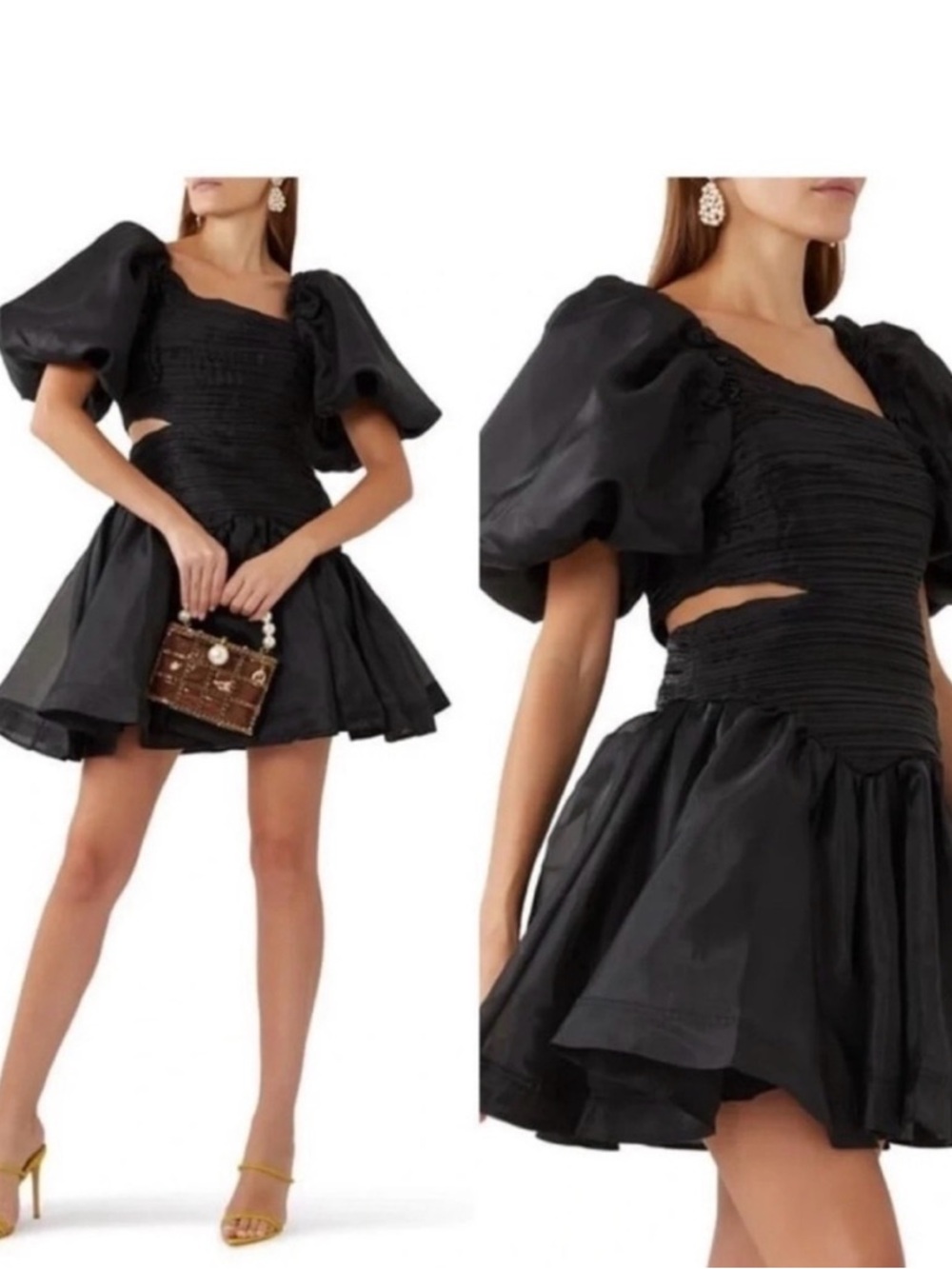 Aje Black Puff-Sleeve cut out Mini
Dress 6